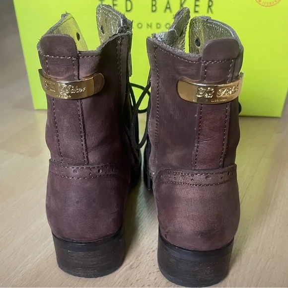 TED BAKER LONDON Combat Lace up Boots / Distressed Brown Leather / Size 7 - Picture 4 of 12